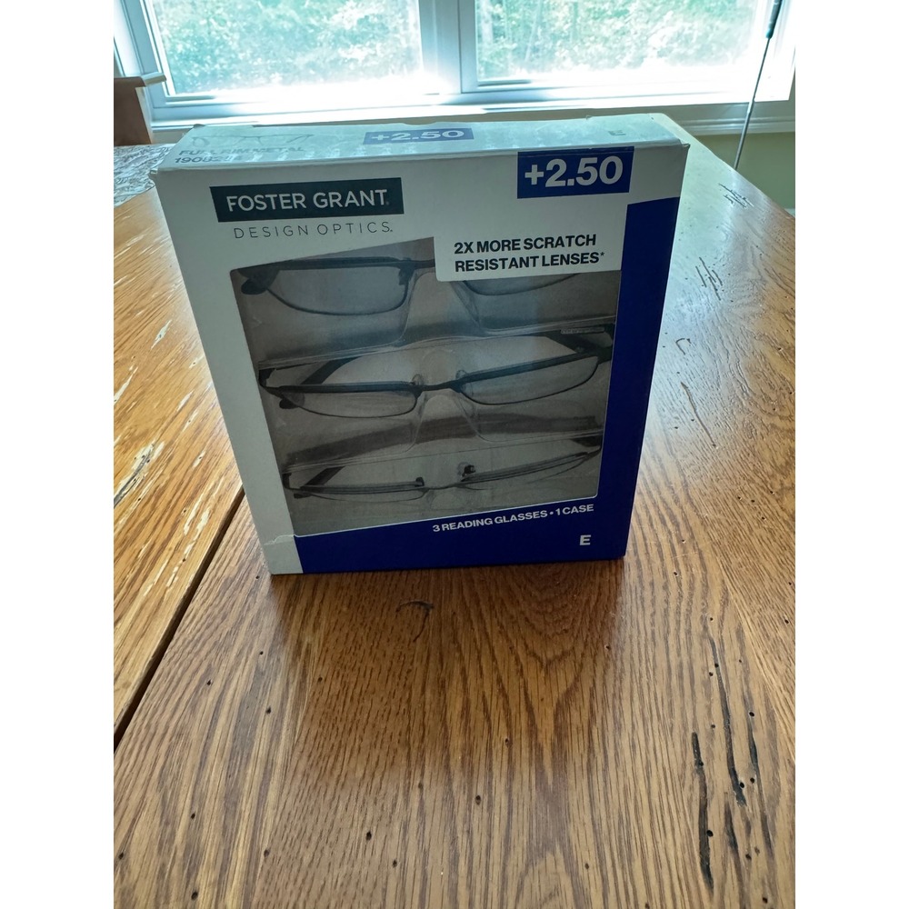 Foster Grant Design Optics Metal Reading Glasses 3-Pack +2.50 UNISEX New In Box